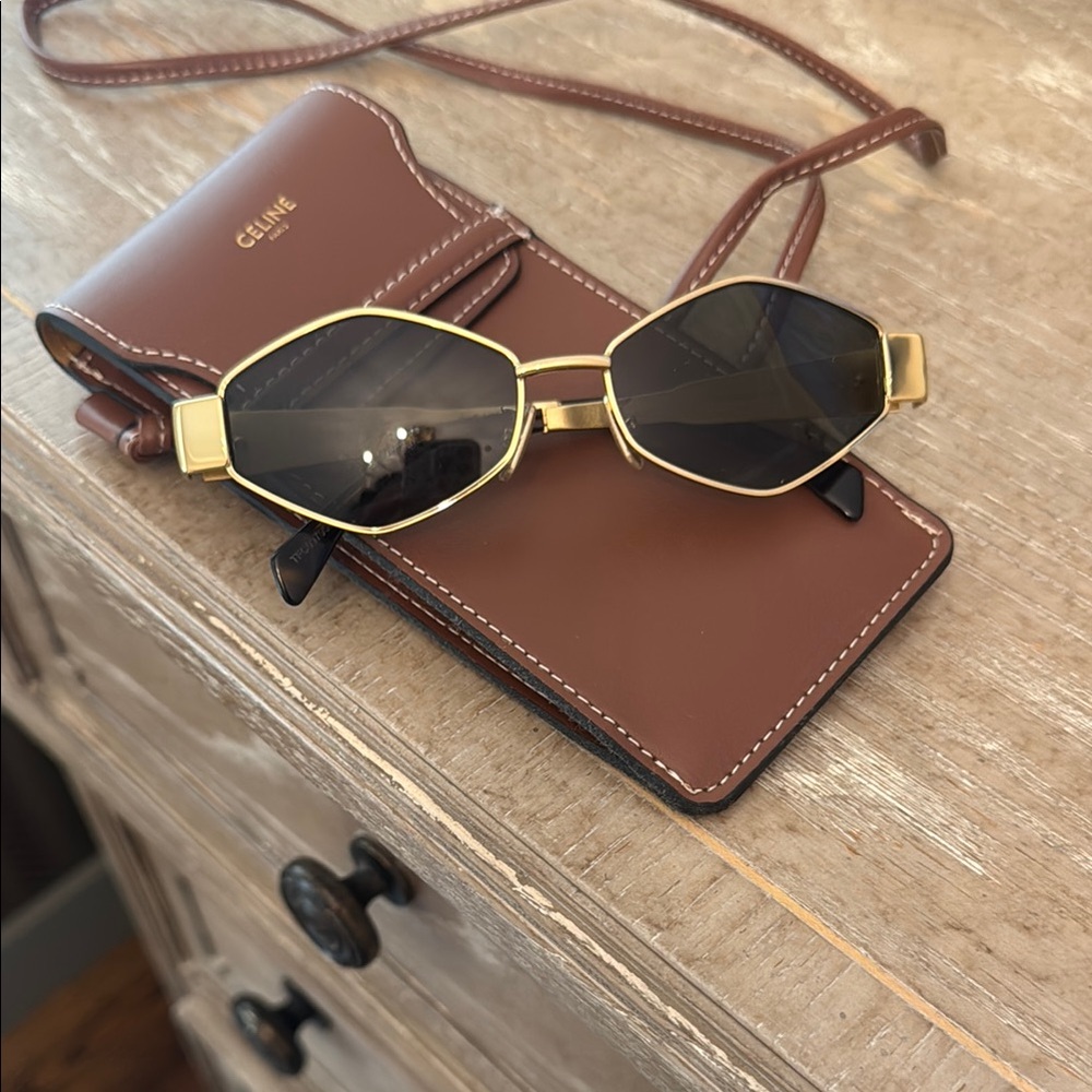 Celine Gold and Black Sunglasses with Sleek Design